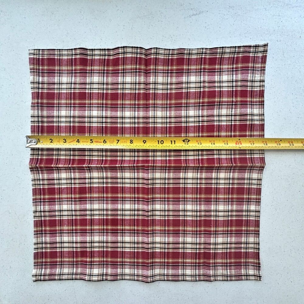 Red Plaid Farmhouse Runner Napkins Quilted Country Primitive - Picture 6 of 6